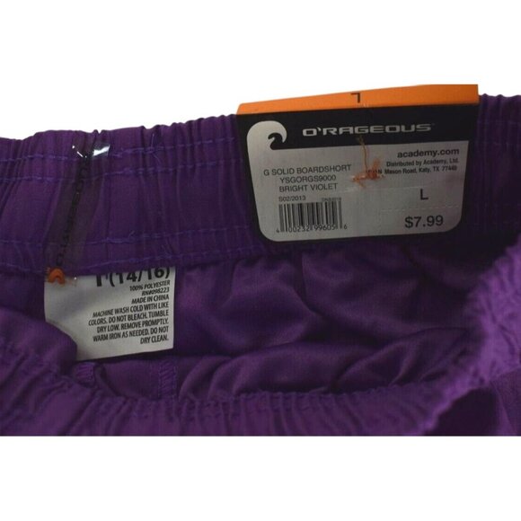 ORageous Girls Large Bright Violet Solid Board Shorts New with tags - Picture 2 of 3